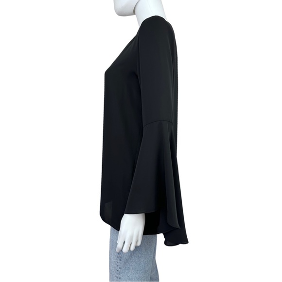 AMANDA UPRICHARD Black Popover Bell Sleeve Top - Picture 2 of 9